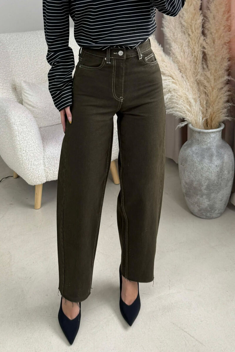 SIMPLE ONE COLOR WOMEN JEANS DARK GREEN/JEE - 1