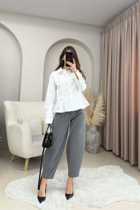 SIMPLE ONE COLOR WOMEN SHIRT WHITE-E BARDHE - KLAUDIO FASHION