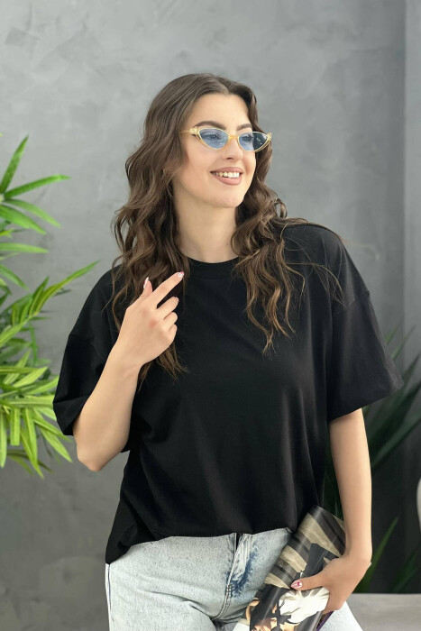 SIMPLE ONE COLOR WOMEN T-SHIRT BLACK/ E ZEZE 