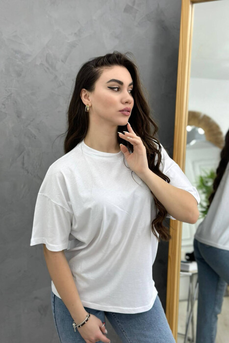 SIMPLE ONE COLOR WOMEN T-SHIRT WHITE-E BARDHE 