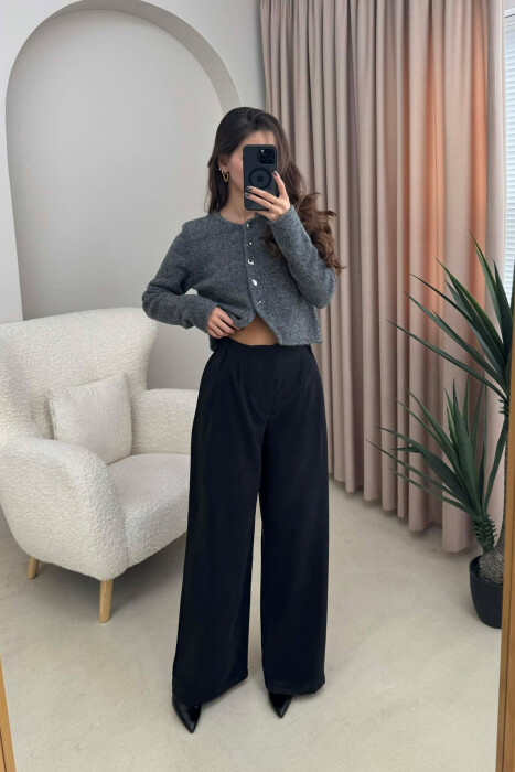 SIMPLE ONE COLOR WOMEN TROUSERS BLACK/ E ZEZE 