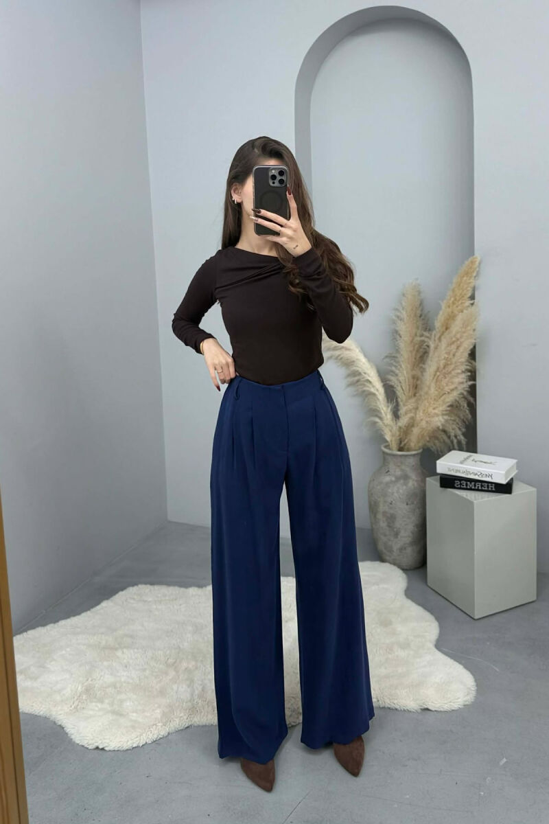 SIMPLE ONE COLOR WOMEN TROUSERS BLUE/BLU - 6