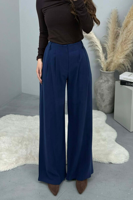 SIMPLE ONE COLOR WOMEN TROUSERS BLUE/BLU - 5