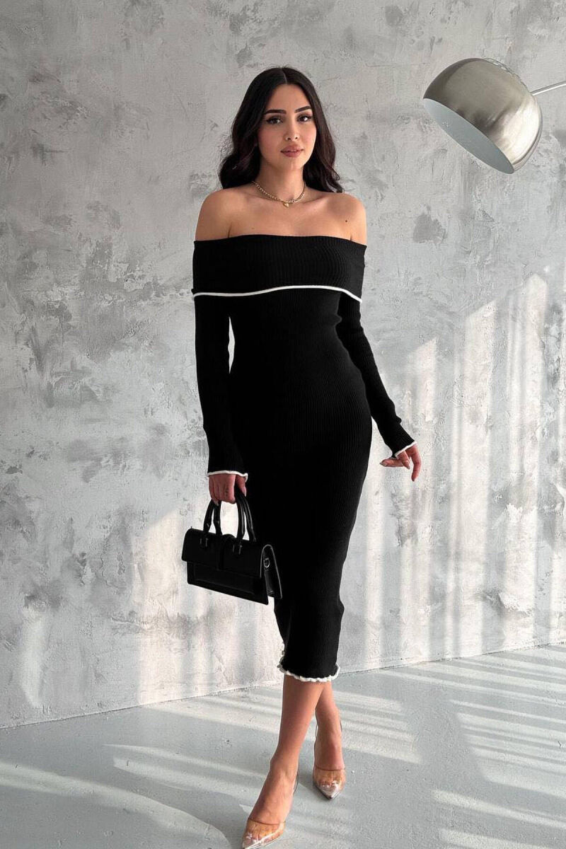 SIMPLE ONE COLORS LONG DRESS BLACK/ E ZEZE - 1