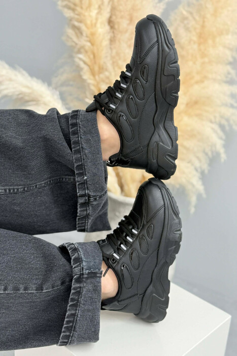 SIMPLE PLATFORM LACING WOMEN SNEAKERS BLACK/ E ZEZE - 3