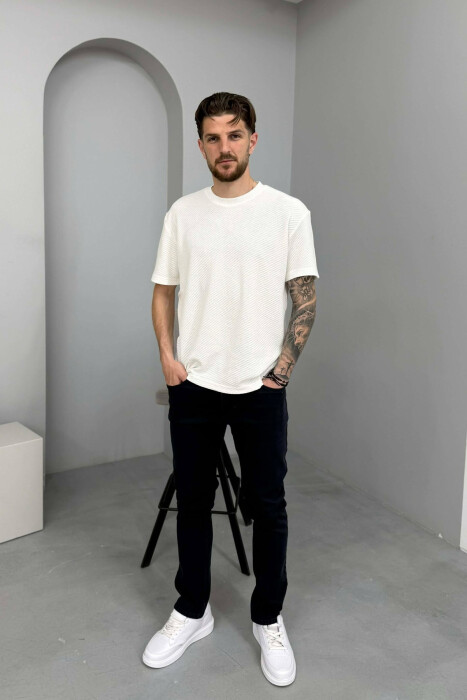 SIMPLE REGULAR ONE COLOR MEN JEANS DARK BLUE/BEE - 1