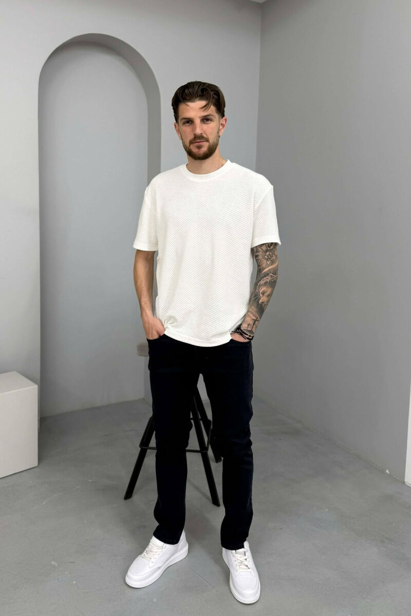 SIMPLE REGULAR ONE COLOR MEN JEANS DARK BLUE/BEE - 1