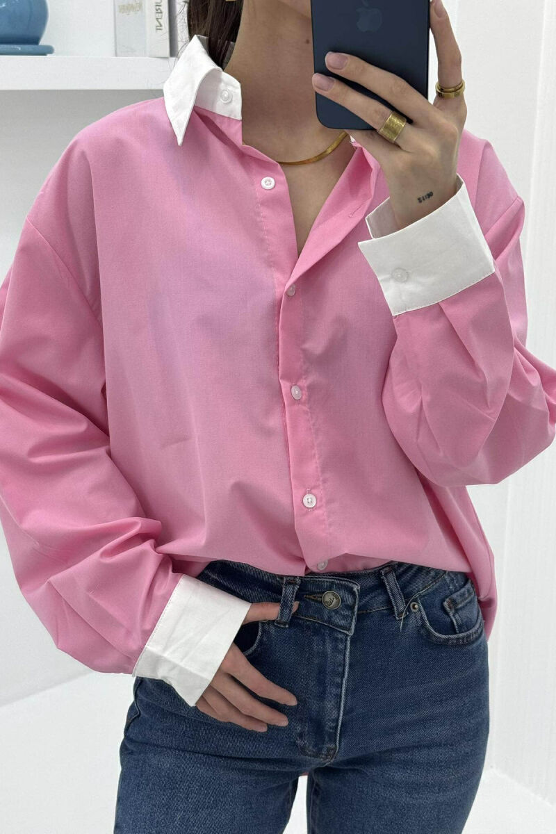 SIMPLE REGULAR WOMEN SHIRT BABY PINK/ROZB - 4