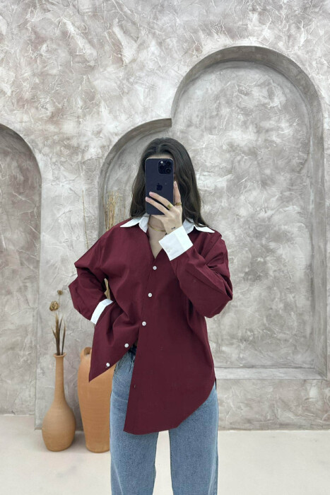 SIMPLE REGULAR WOMEN SHIRT BURGUNDY/VISHNJE 