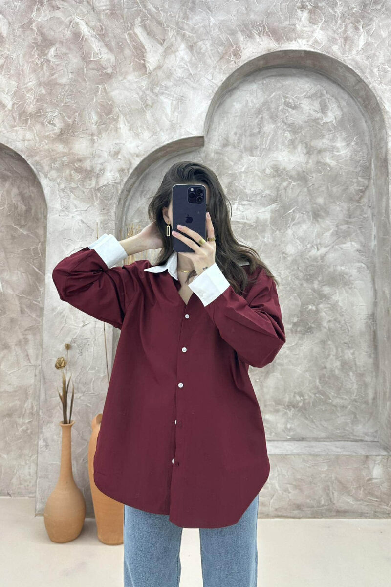 SIMPLE REGULAR WOMEN SHIRT BURGUNDY/VISHNJE - 2