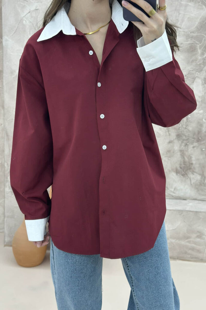 SIMPLE REGULAR WOMEN SHIRT BURGUNDY/VISHNJE - 3