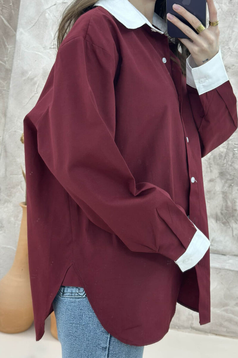 SIMPLE REGULAR WOMEN SHIRT BURGUNDY/VISHNJE - 4