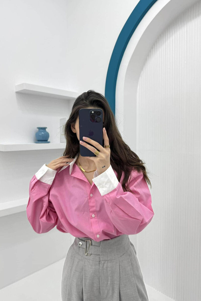 SIMPLE REGULAR WOMEN SHIRT PINK/ROZE - 1