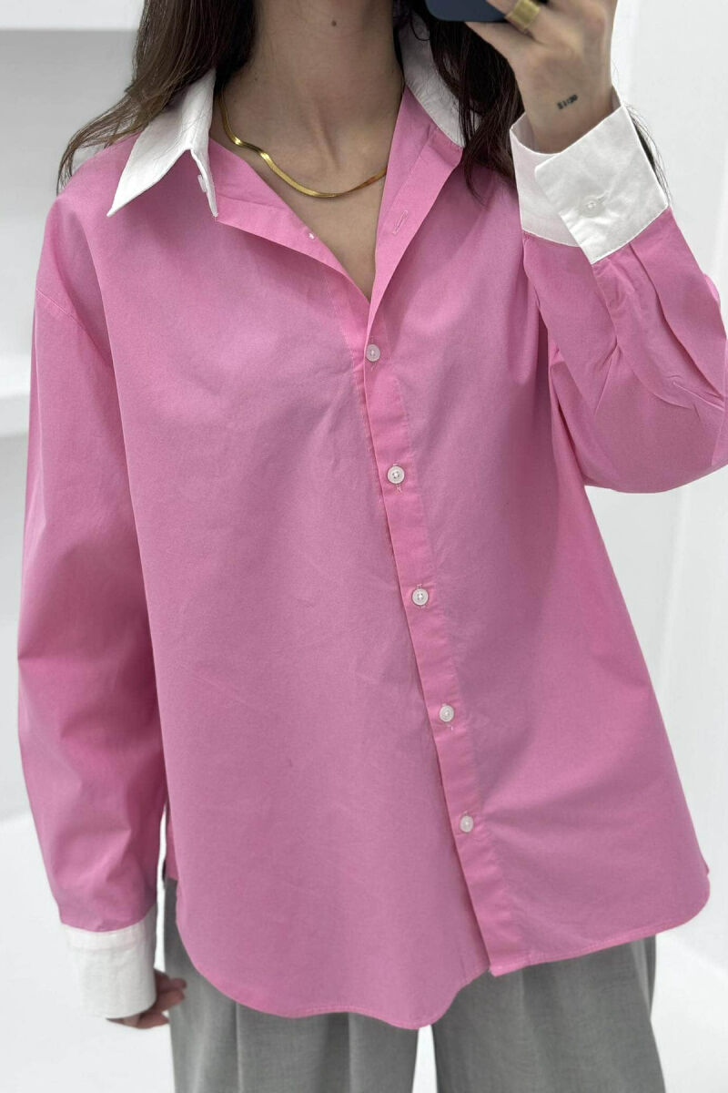 SIMPLE REGULAR WOMEN SHIRT PINK/ROZE - 5