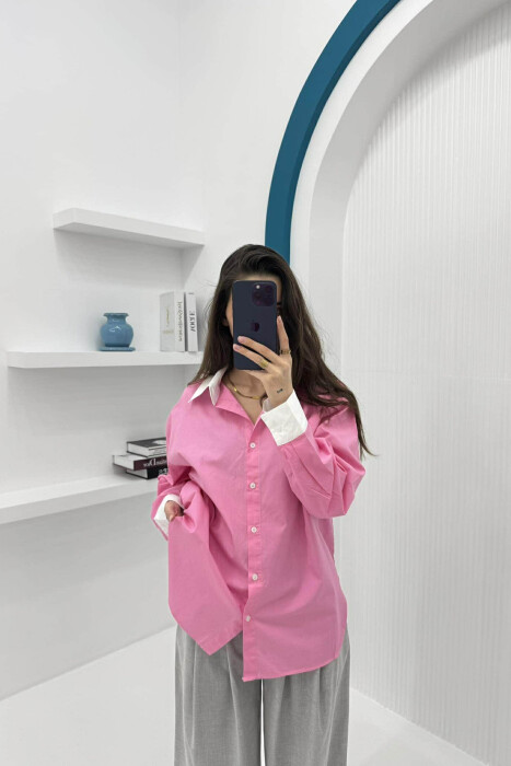 SIMPLE REGULAR WOMEN SHIRT PINK/ROZE - 6