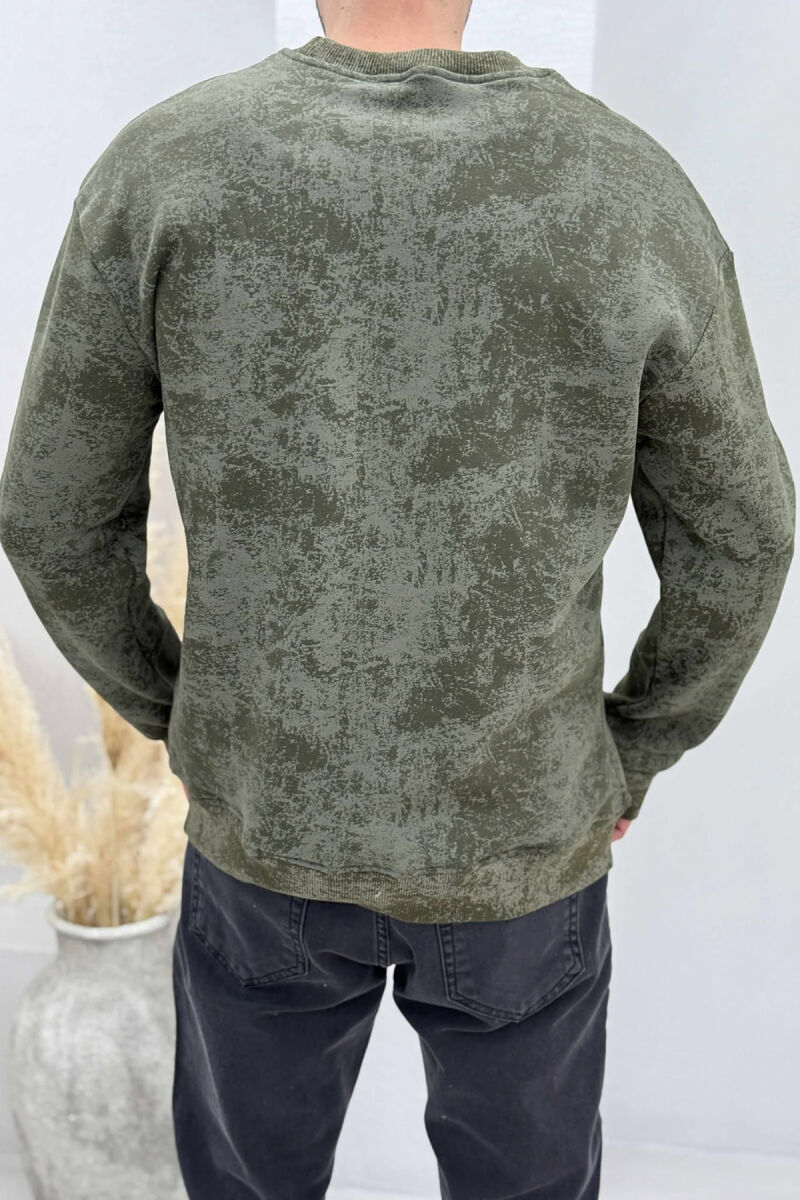 SIMPLE ROUND NECK FLUFFY MEN SWEATSHIRT GREEN/JESHILE - 3