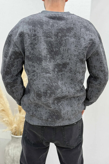 SIMPLE ROUND NECK FLUFFY MEN SWEATSHIRT GREY/GRI - 3