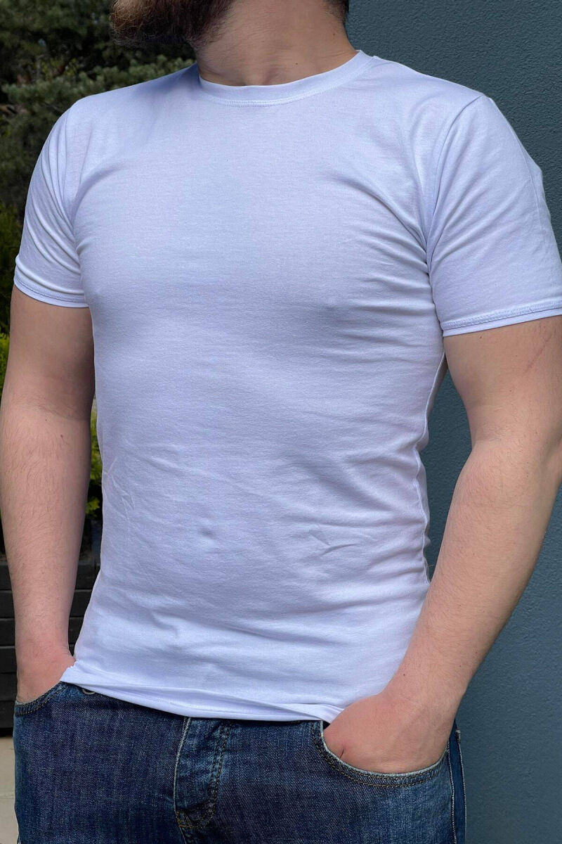 SIMPLE ROUND NECK MAN T-SHIRT WHITE-E BARDHE - 1