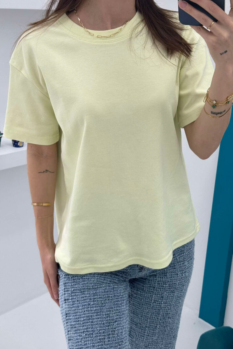 ONE COLOR SIMPLE ROUND NECK WOMEN T-SHIRT NEON/NEON - 2