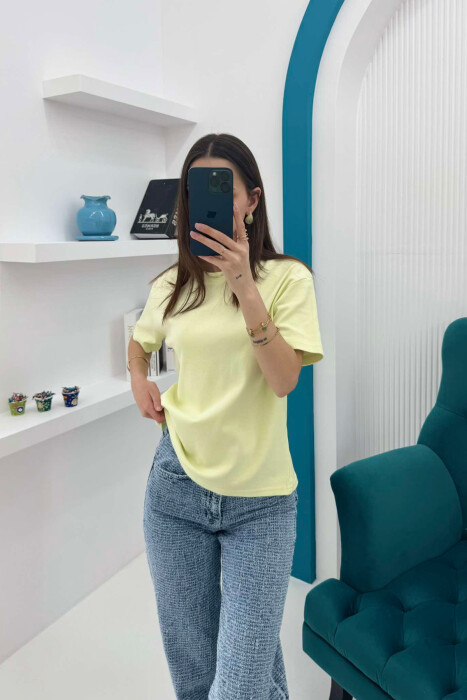 ONE COLOR SIMPLE ROUND NECK WOMEN T-SHIRT NEON/NEON 