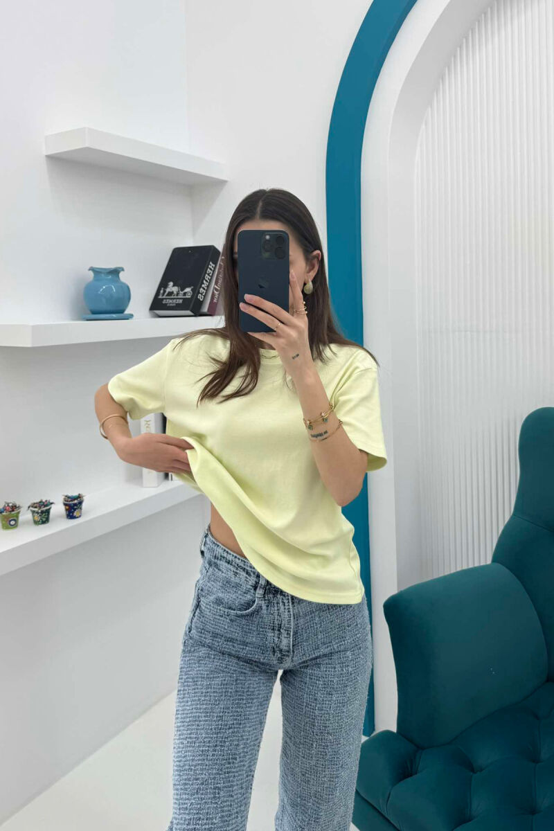 ONE COLOR SIMPLE ROUND NECK WOMEN T-SHIRT NEON/NEON - 5