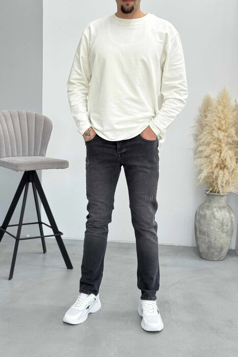 XHINSE ME GËRVISHTJE TË THJESHTA PËR MESHKUJ NË NGJYRË GRI TË ERRËT - KLAUDIO FASHION