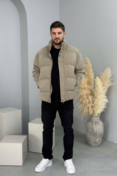 SIMPLE SHORT MEN PUFFER JACKET BEIGE/BEZHE - 4