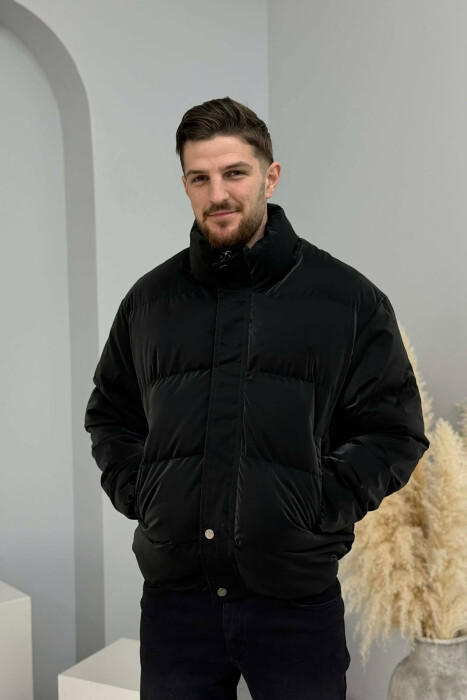 SIMPLE SHORT MEN PUFFER JACKET BLACK/ E ZEZE - 3