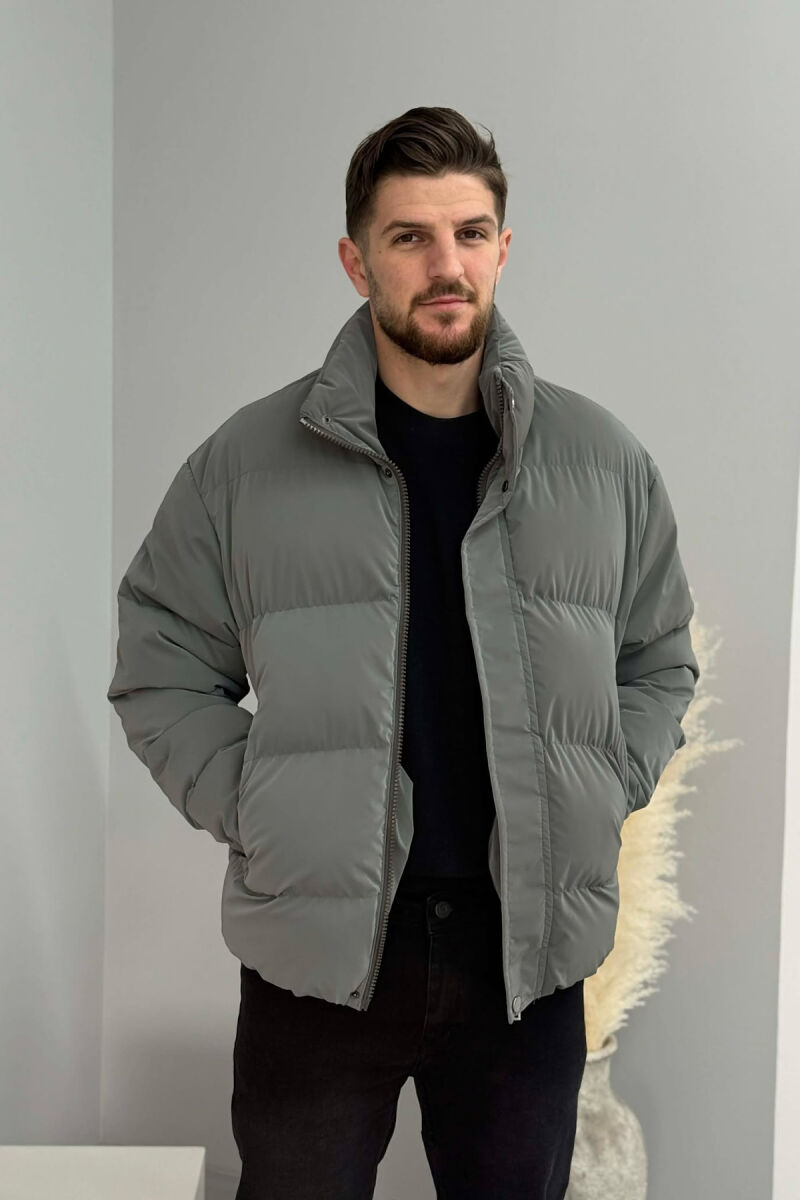 SIMPLE SHORT MEN PUFFER JACKET DARK GREY/GEE - 2