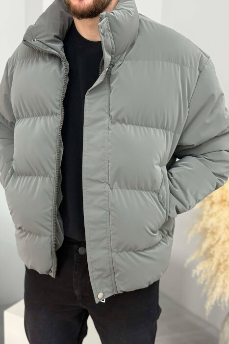 SIMPLE SHORT MEN PUFFER JACKET DARK GREY/GEE - 1