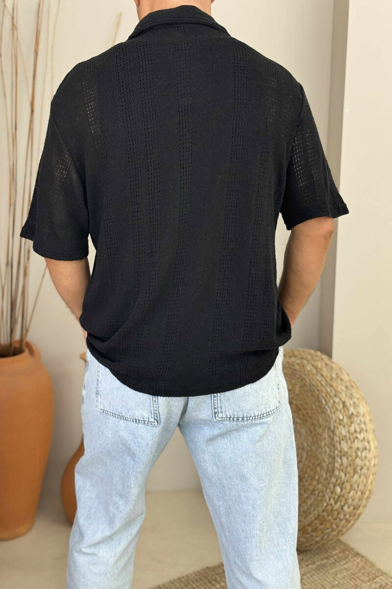 SIMPLE SHORT SLEEVES MEN SHIRT BLACK/ E ZEZE - 3