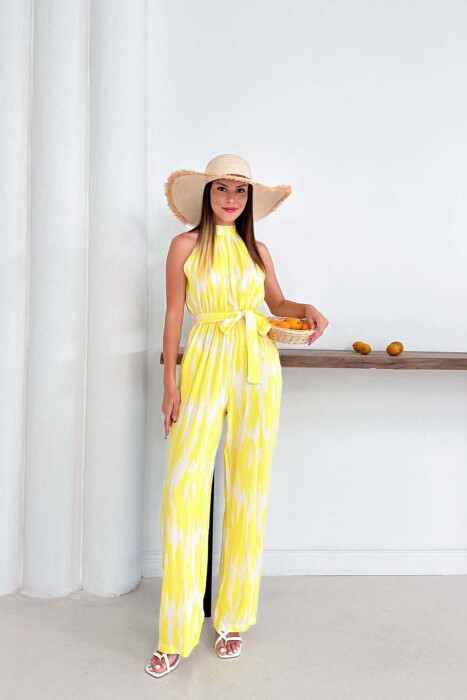 SIMPLE SLEEVELESS WOMEN JUMPSUIT YELLOW/E VERDHE - 1