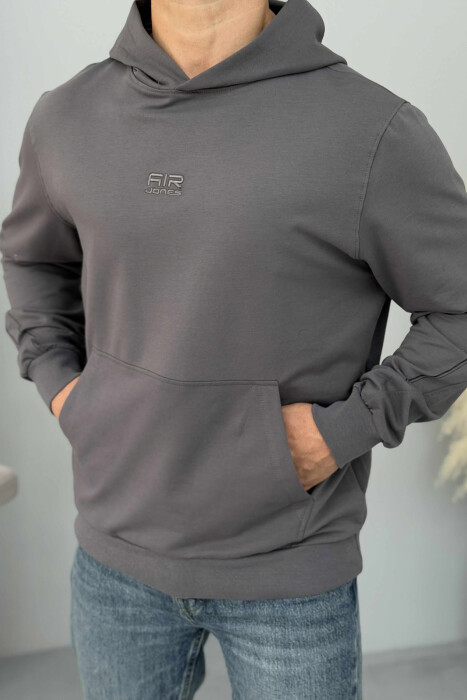 SIMPLE SMALL FRONT LOGO MEN HOODIE DARK GREY/GEE 