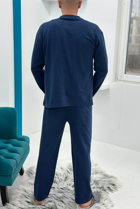 SIMPLE SMALL LOGO SWEATSHIRT+SWEATPANTS MEN PYJAMAS BLUE/BLU - 3