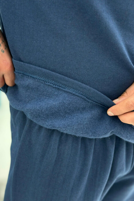 SIMPLE SMALL LOGO SWEATSHIRT+SWEATPANTS MEN PYJAMAS BLUE/BLU - 5