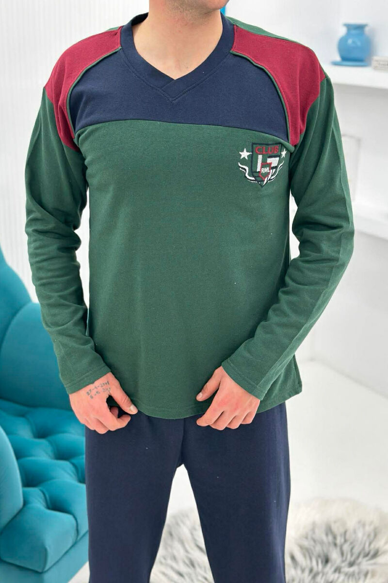 SIMPLE SMALL LOGO SWEATSHIRT+SWEATPANTS MEN PYJAMAS GREEN/JESHILE - 3
