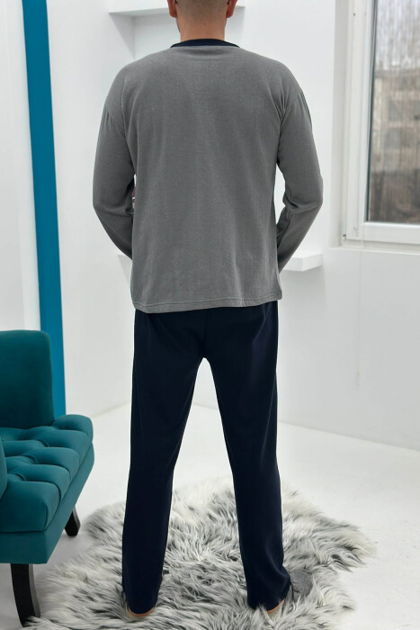 SIMPLE SMALL LOGO SWEATSHIRT+SWEATPANTS MEN PYJAMAS GREY-GREY/GG - 3