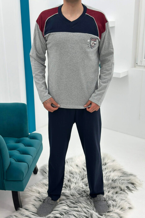 SIMPLE SMALL LOGO SWEATSHIRT+SWEATPANTS MEN PYJAMAS GREY/GRI 