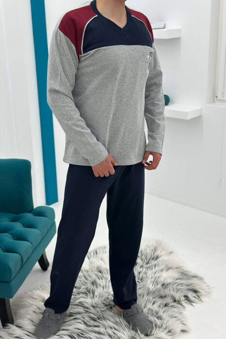 SIMPLE SMALL LOGO SWEATSHIRT+SWEATPANTS MEN PYJAMAS GREY/GRI - 4