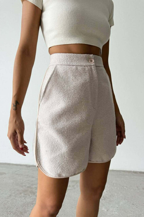 SIMPLE STRIPES WOMEN SHORTS BEIGE/BEZHE 