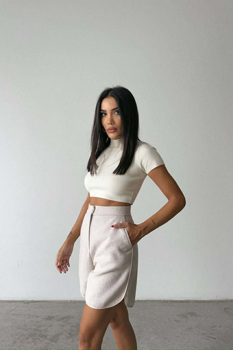 SIMPLE STRIPES WOMEN SHORTS BEIGE/BEZHE - 3