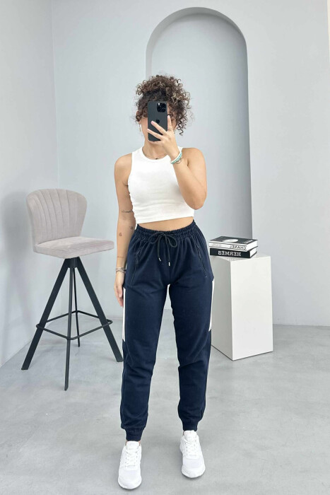 SIMPLE STRIPES WOMEN SWEATPANTS DARK BLUE/BEE 