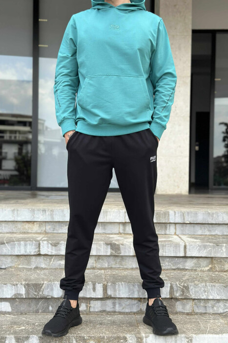 SIMPLE SWEATSHIRT+SWEATPANTS MEN SET BLUE STONE/GK - 1