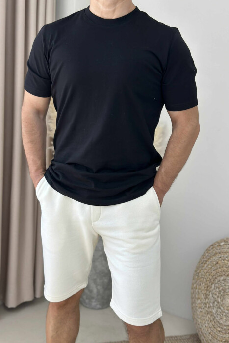 SIMPLE T-SHIRT+SHORTS MEN SET BLACK-CREAM/ZEKR - 2