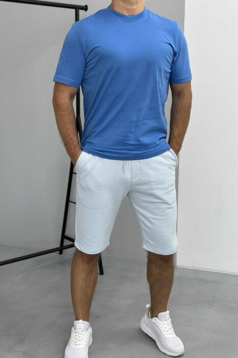 SIMPLE T-SHIRT+SHORTS MEN SET LIGHTBLUE/BZ - 1