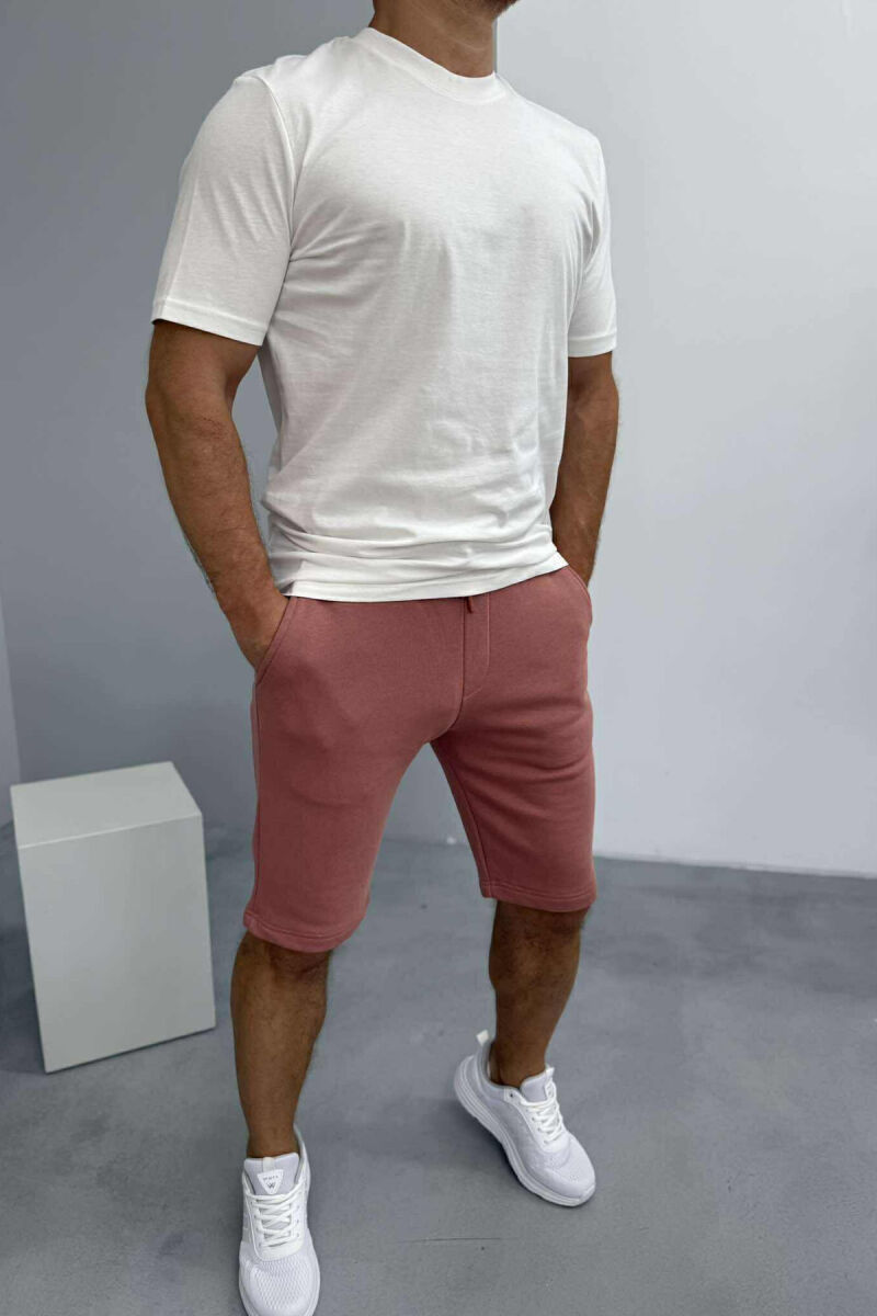 SIMPLE T-SHIRT+SHORTS MEN SET WHITE-POWDER/BAPU - 1