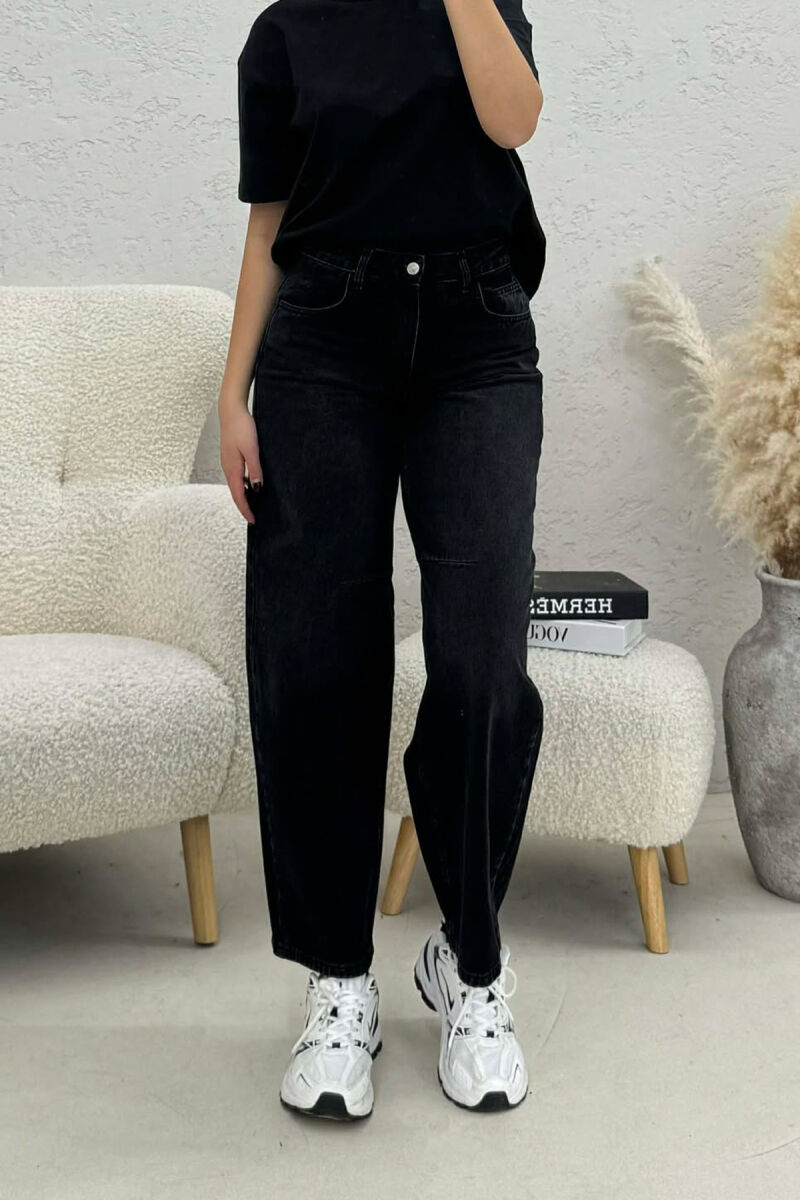 SIMPLE WIDE LEG WOMEN JEANS BLACK/ E ZEZE - 1