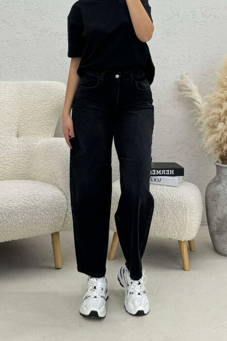 SIMPLE WIDE LEG WOMEN JEANS BLACK/ E ZEZE - KLAUDIO FASHION