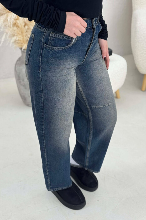 SIMPLE WIDE LEG WOMEN JEANS BLUE/BLU - 5