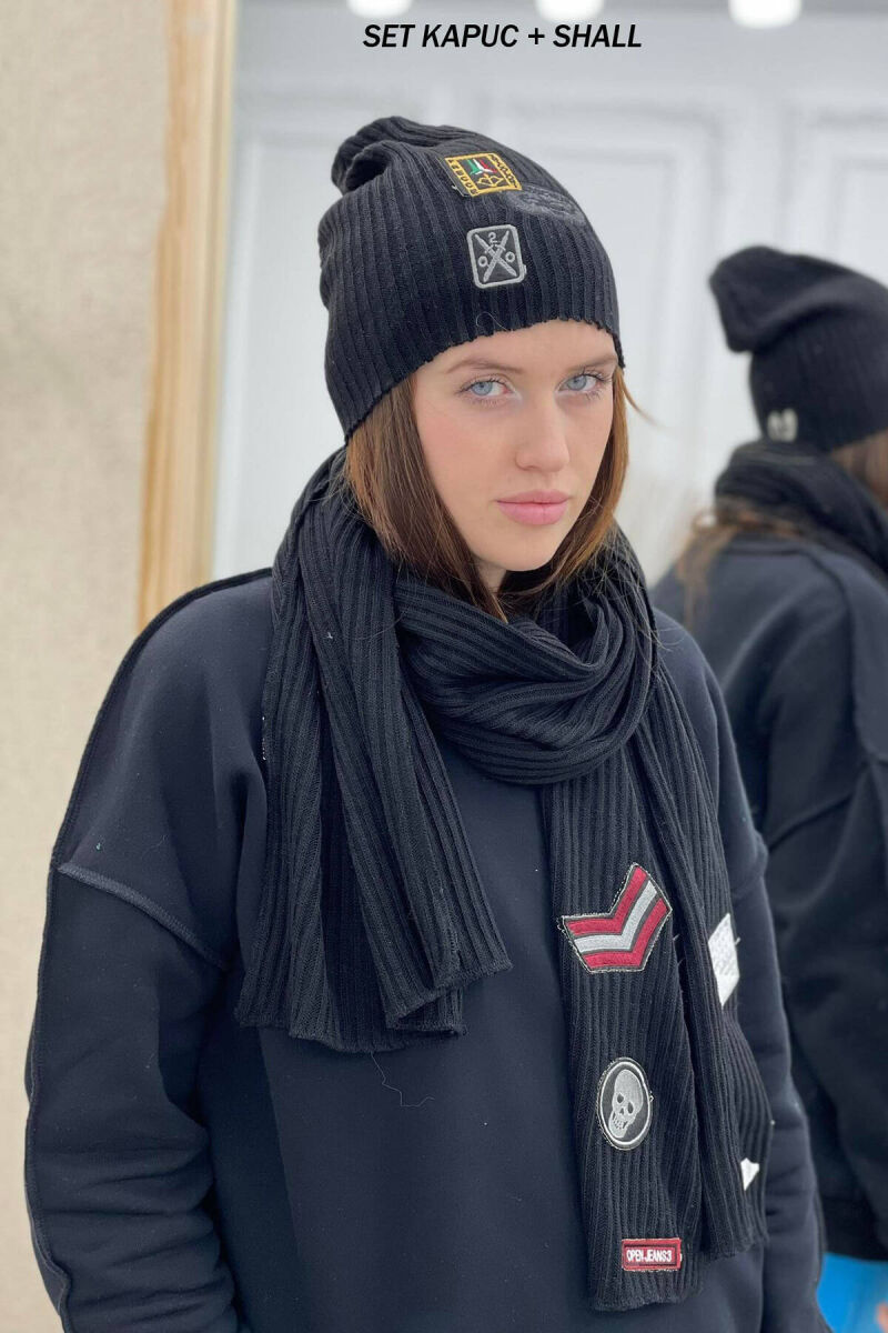 SIMPLE WOMAN SET(SCARF+HOOD) BLACK/ E ZEZE - 1